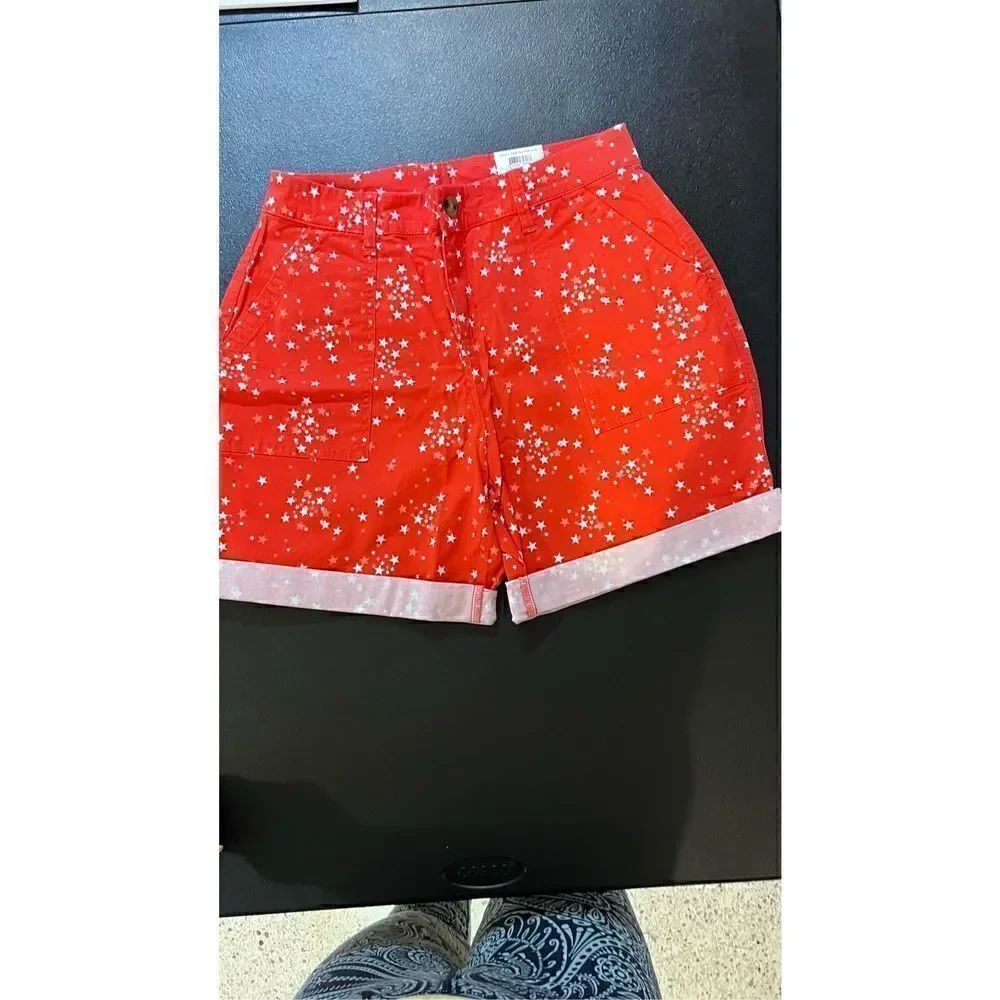 Style & Co Women's Roll-Cuff Bermuda Shorts Sunset Red Star Size 10 NWT P1-32